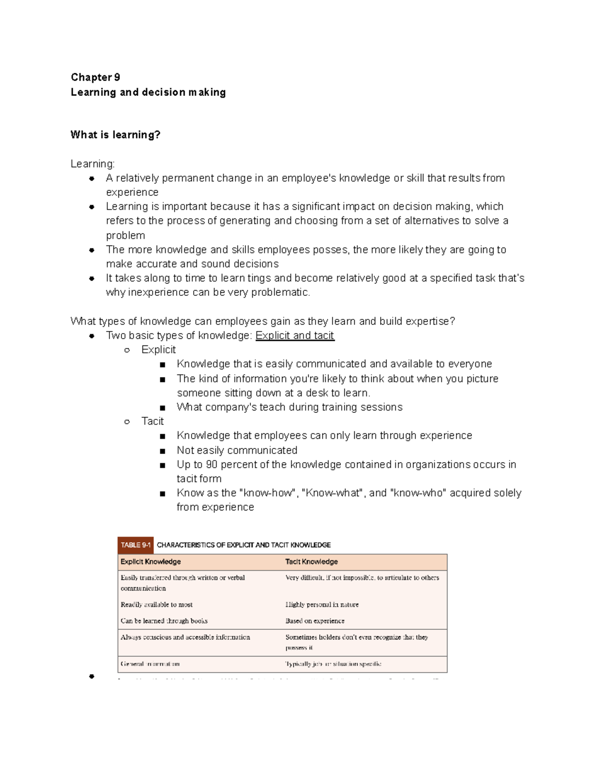 ADM2336 orginizational behaviour - Chapter 9 Learning and decision ...