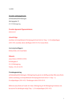 Utredningsarbete - ekonomisk - Fallet som vi ska handlägga: Februari ...