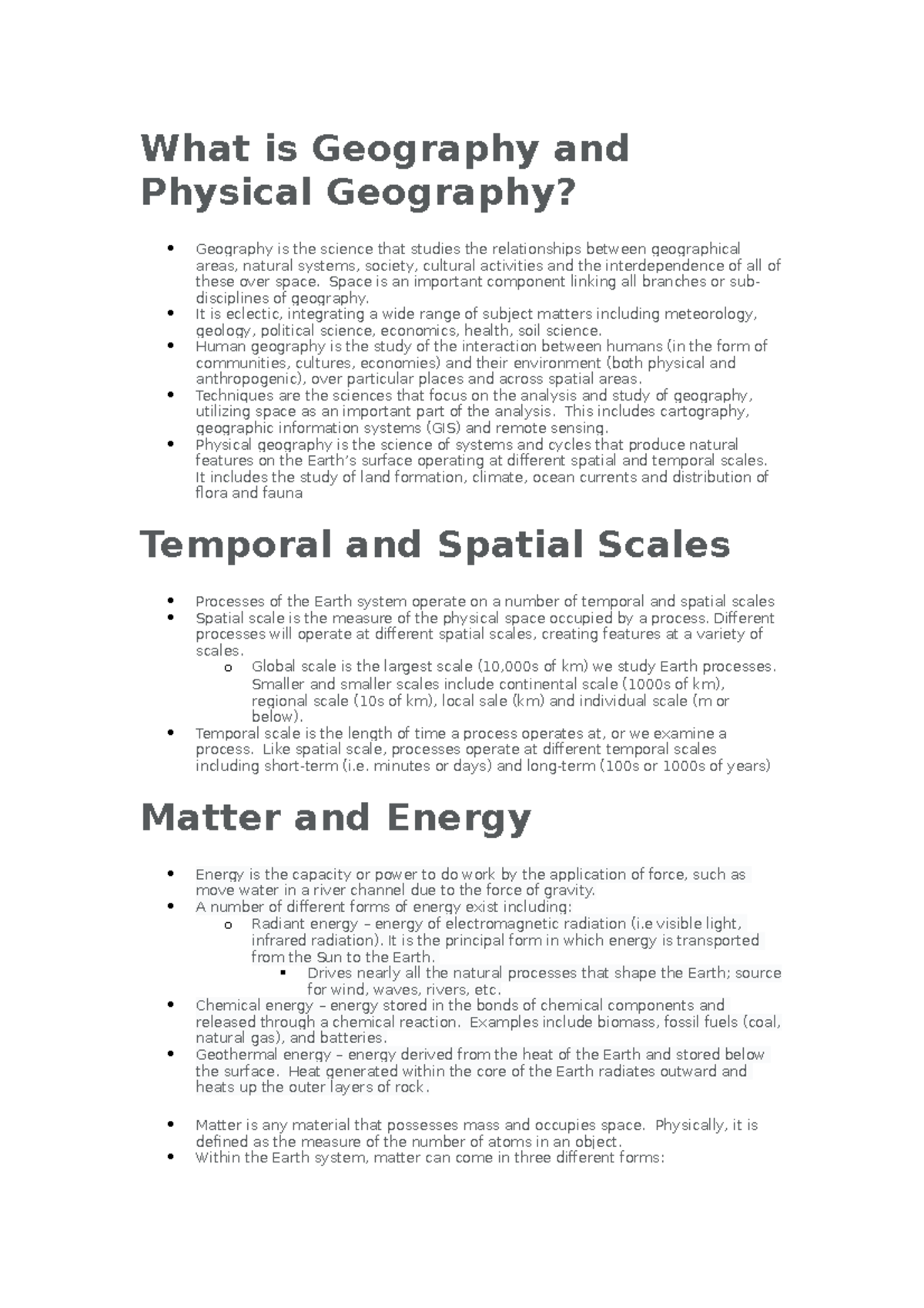 U1 - Lecture Notes - What Is Geography And Physical Geography ...