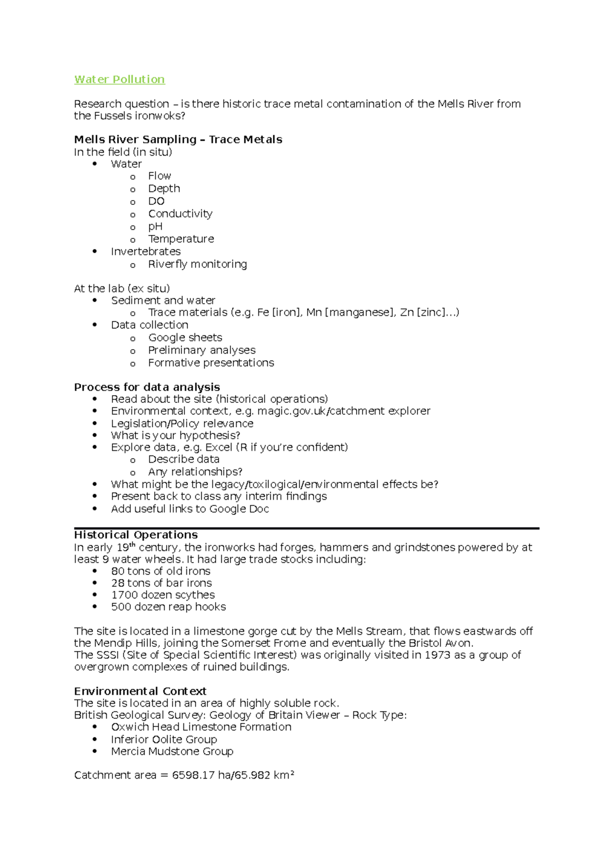 Water Pollution Water Pollution Research question is there historic
