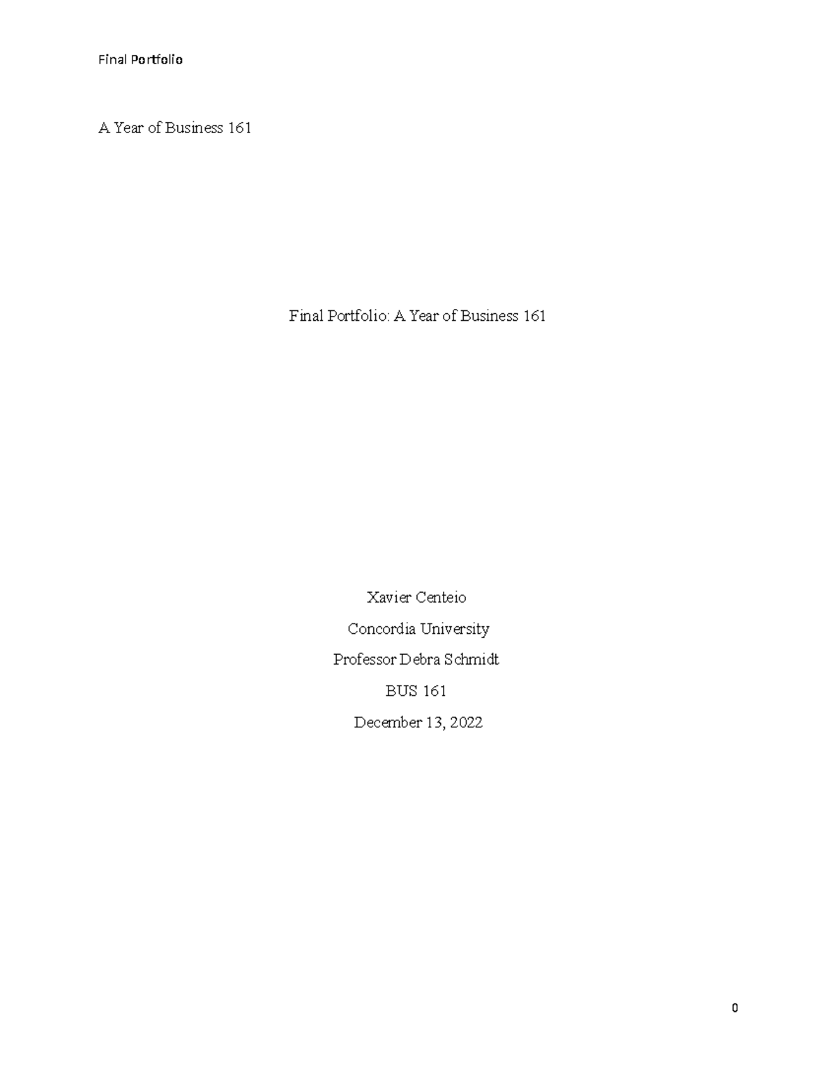 Final Portfolio Final Assignment - A Year of Business 161 Final ...