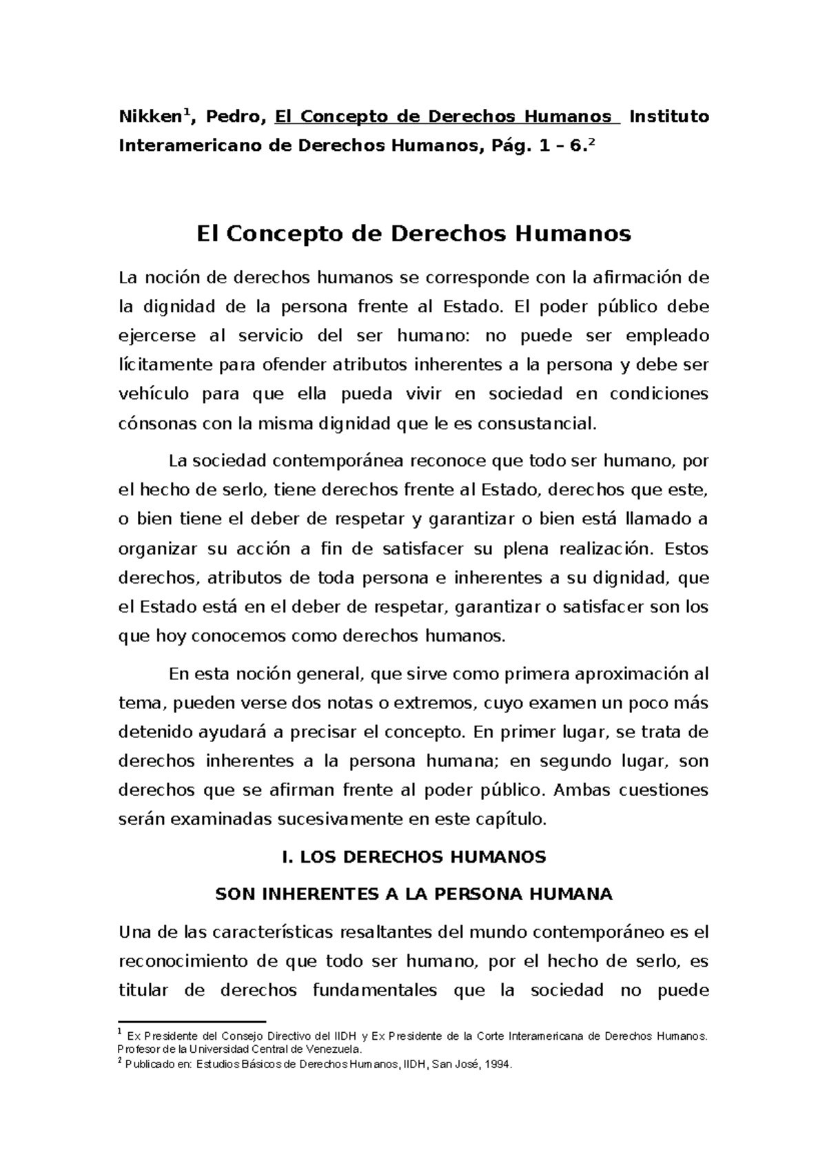 1 Nikken El Concepto De Derechos Humanos - Nikken 1 , Pedro, El ...