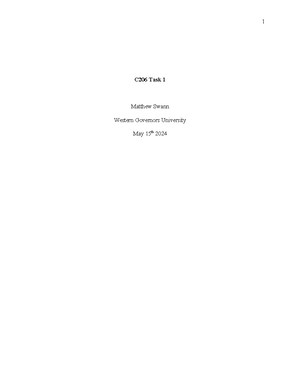 Task 2 - Passed - C206 Task 2 Matthew Swann Western Governors ...
