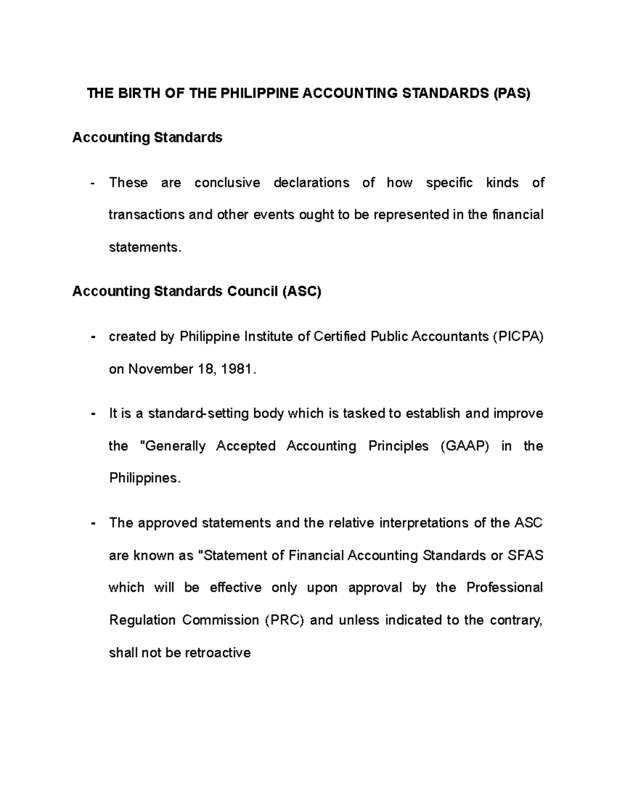 The Birth Of The Philippine Accounting Standards - THE BIRTH OF THE ...
