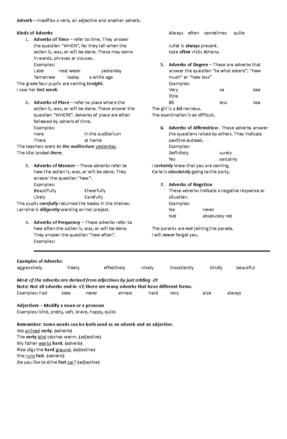 Adverb ememememem - Adverb – modifies a verb, an adjective and another ...