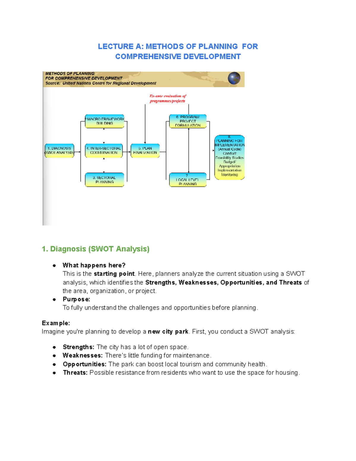 EXTENDED LECTURE A-E - ####### LECTURE A: METHODS OF PLANNING FOR ...