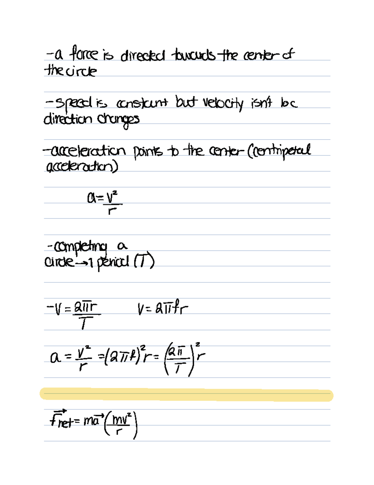 Physics chapter 6 uniform circular motion - a force is directed ...