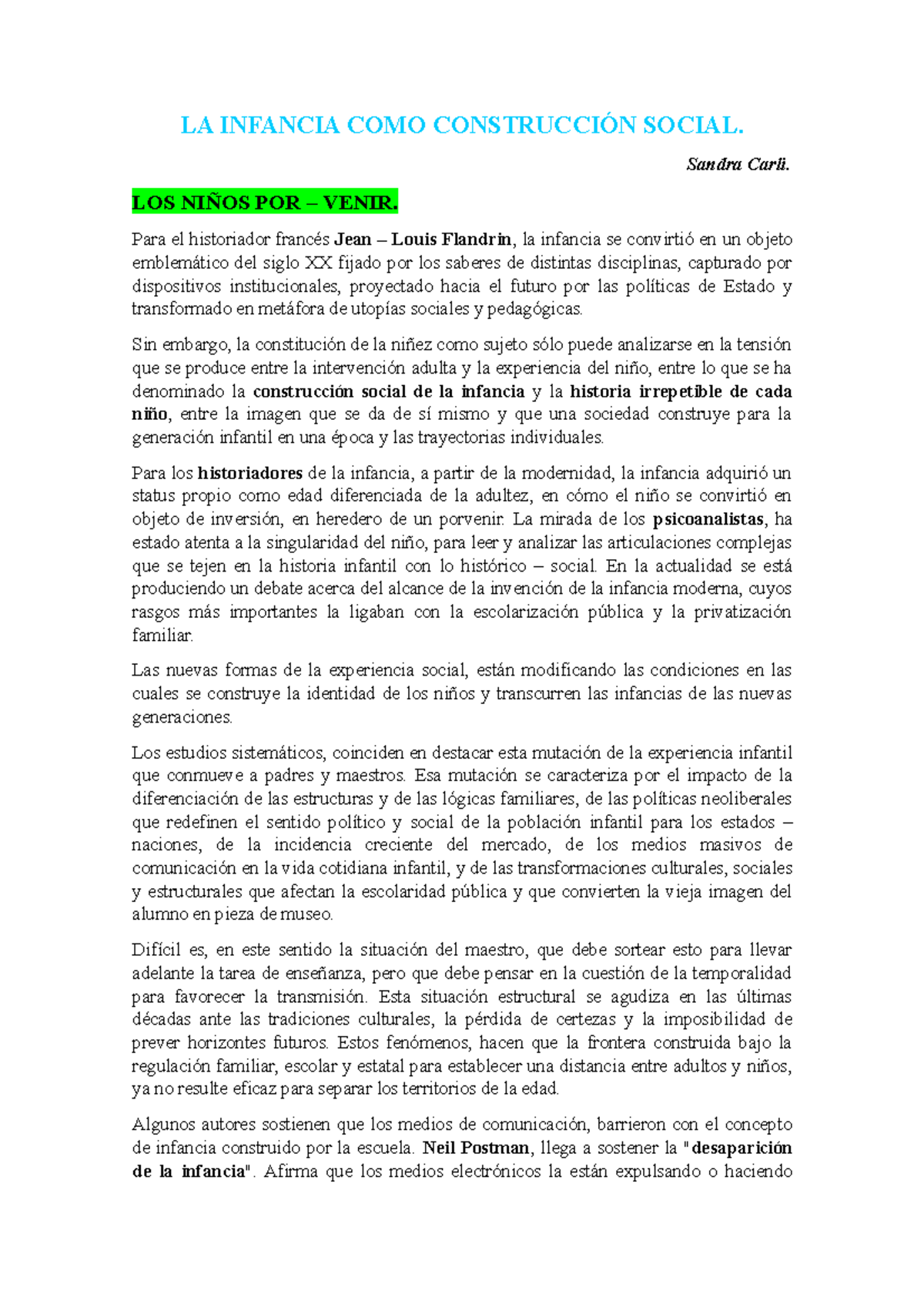 LA Infancia COMO Construcción Social Listo LA INFANCIA COMO LA Infancia COMO Construcción Social Listo LA INFANCIA COMO