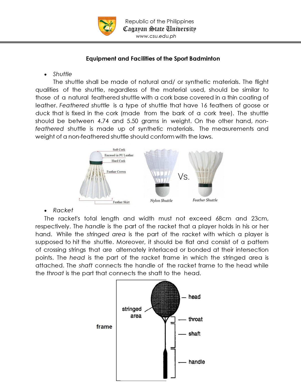 Equipment and facilities - Republic of the Philippines Cagayan State ...