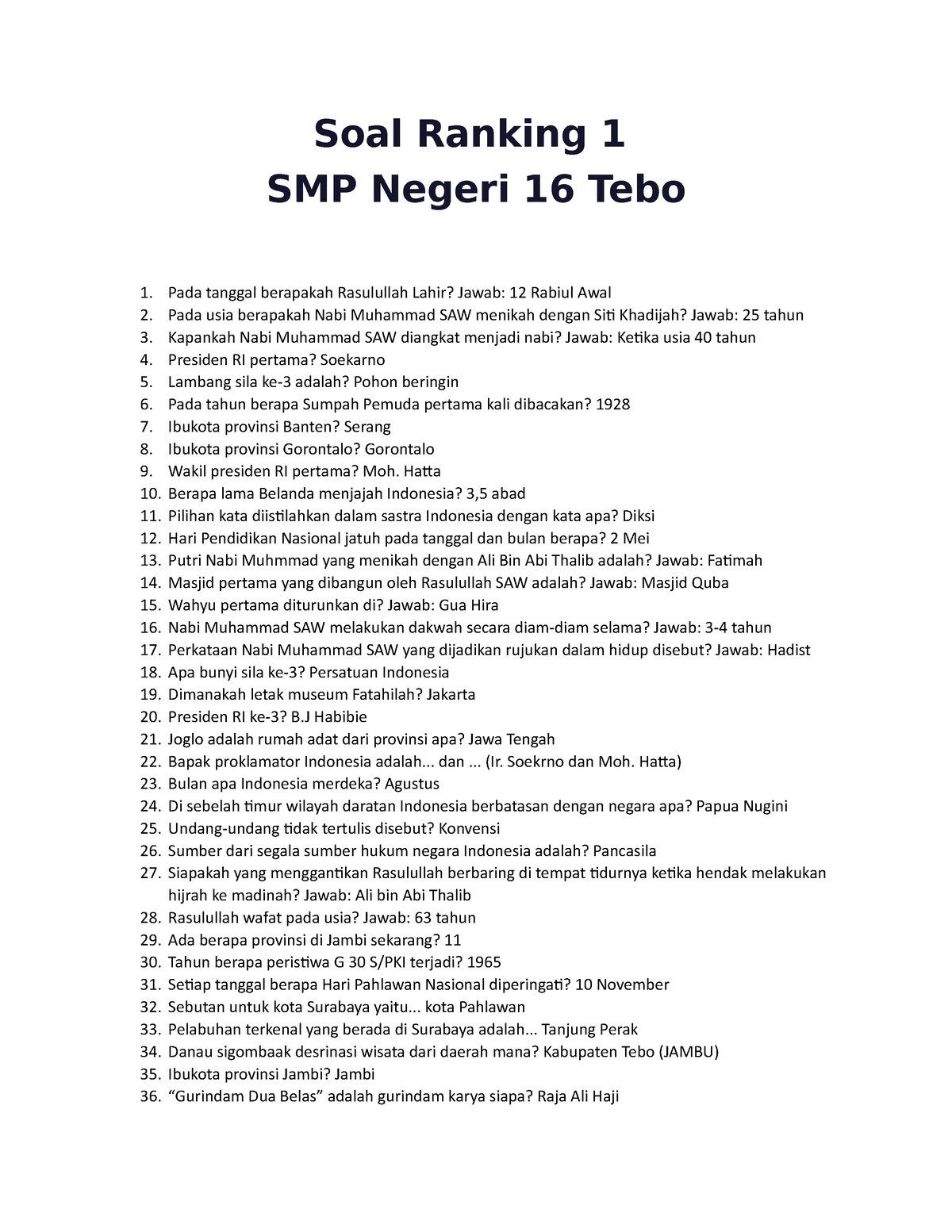 Soal Ranking 1 Smp 16 Mmmmm Soal Ranking 1 Smp Negeri 16 Tebo Pada Tanggal Berapakah 2130