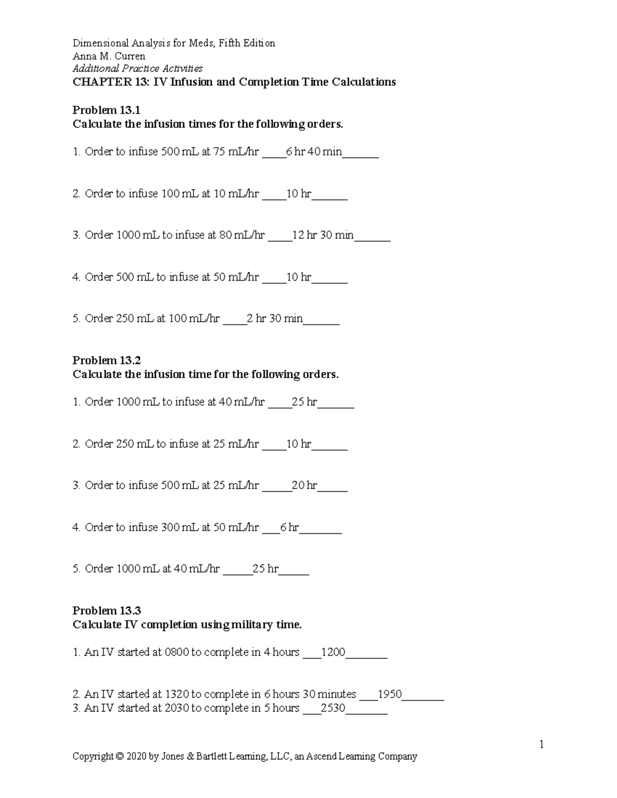 PRAC CH13 Student - Dimensional Analysis for Meds, Fifth Edition Anna M ...