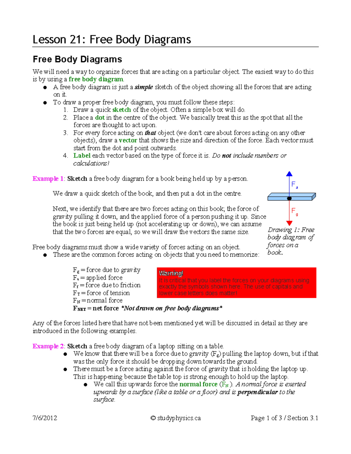 21 free body - 21 free body - Lesson 21: Free Body Diagrams Free Body  Diagrams We will need a way to - StuDocu