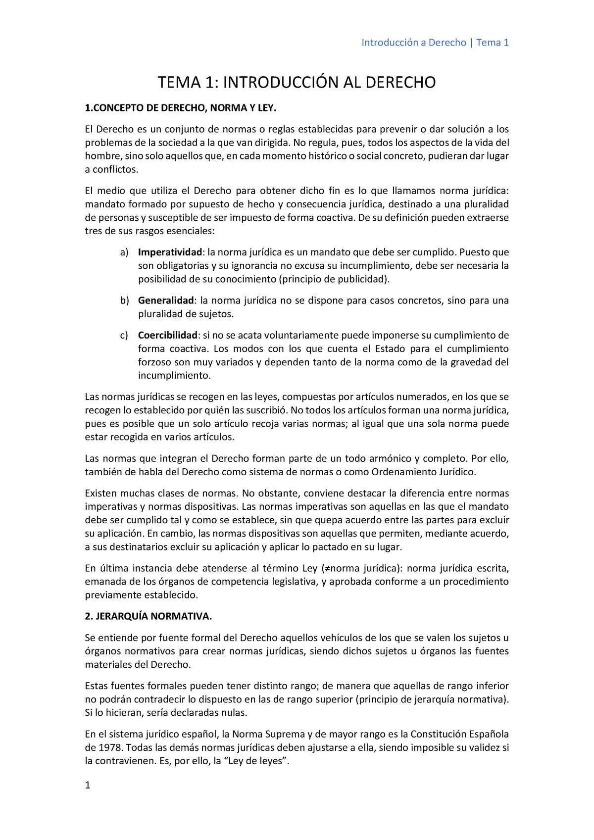 Tema 1 Introduccion Al Derecho 63101102 Ual Studocu