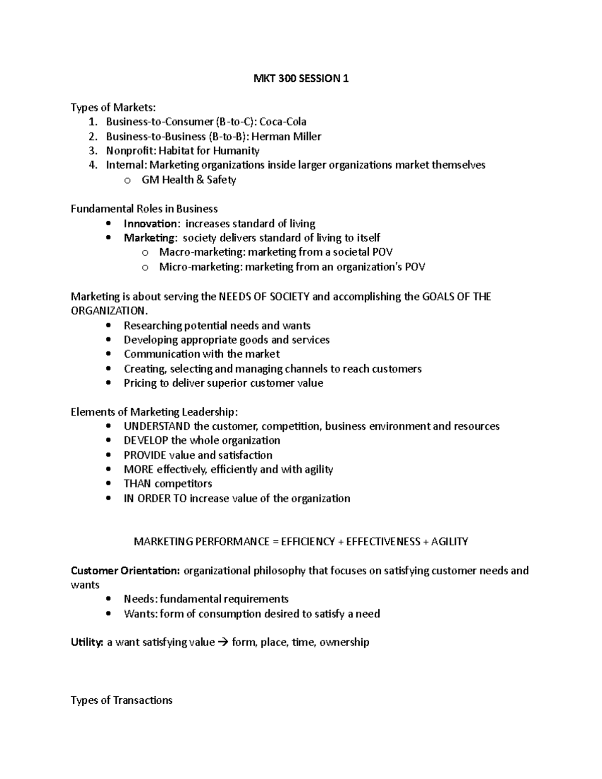 Mkt 300 Session 1 Lecture Notes 1 Mkt 300 Session 1 Types Of Markets 1 Business To Mkt 300 Session 1 Lecture Notes 1 Mkt 300 Session 1 Types Of Markets 1 Business To