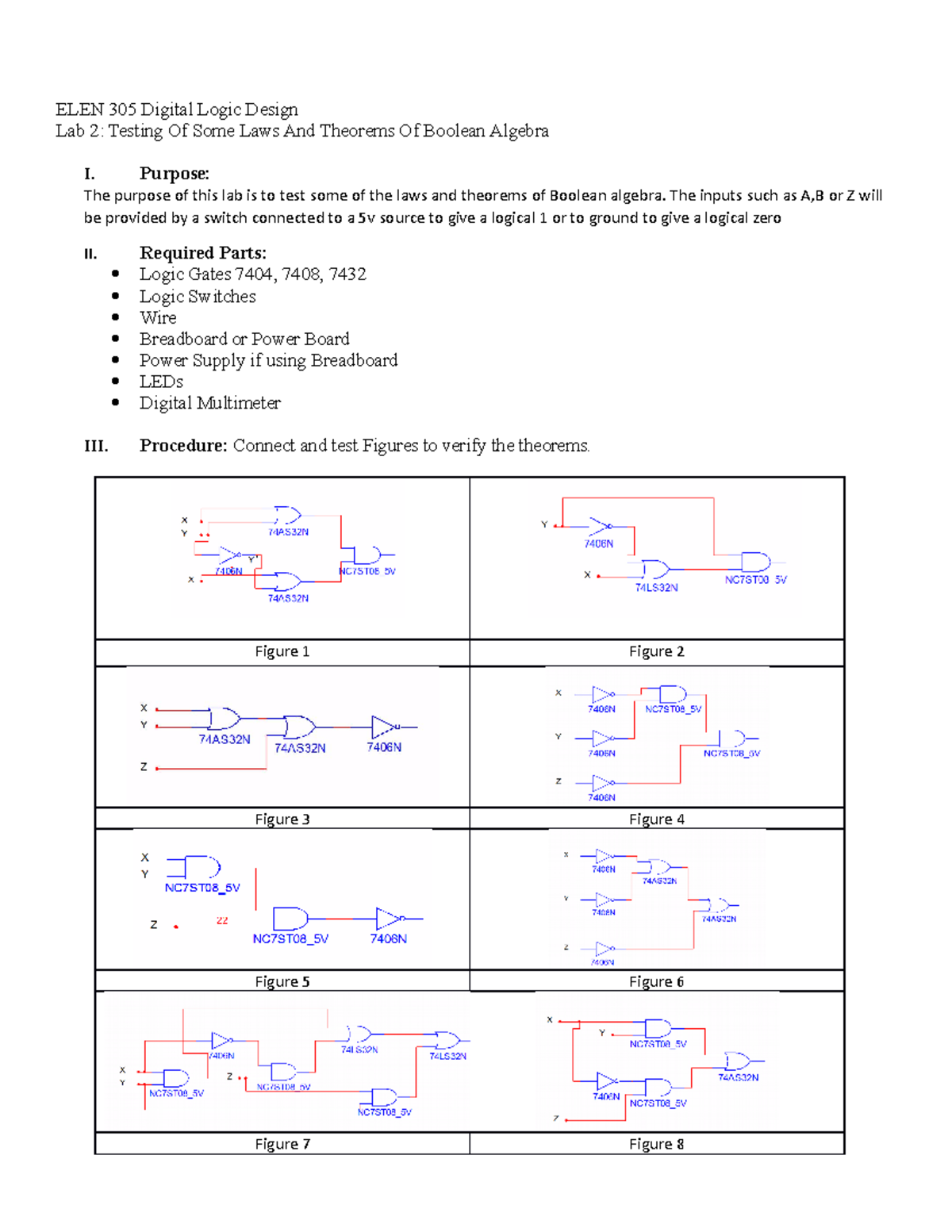 Boolean Algebra of Digital Logic - ELEN 305 Digital Logic Design Lab 2 ...