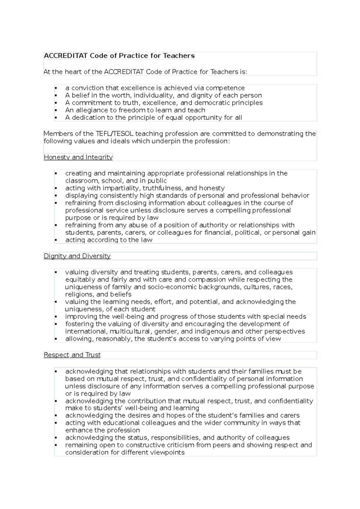 Accreditat Code of Practice for Teachers - ACCREDITAT Code of Practice ...