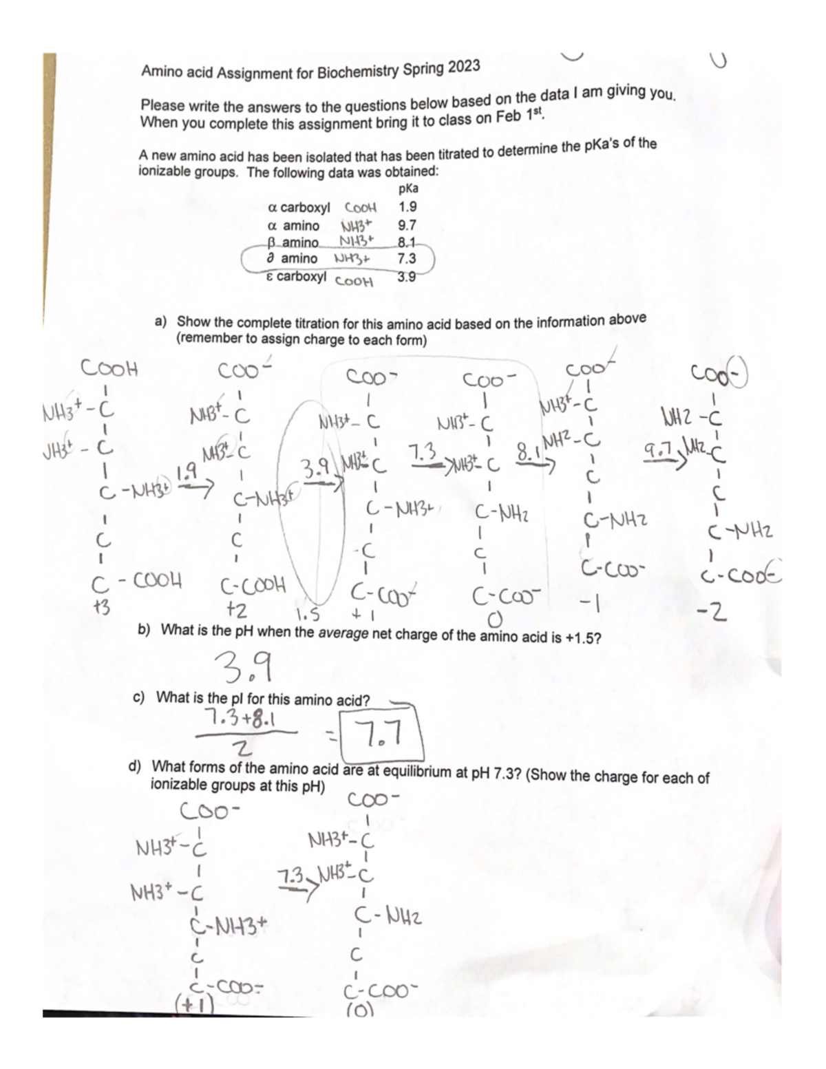 Amino acid Assignment for Biochemistry Spring 2023 - BIOL 483 - Studocu