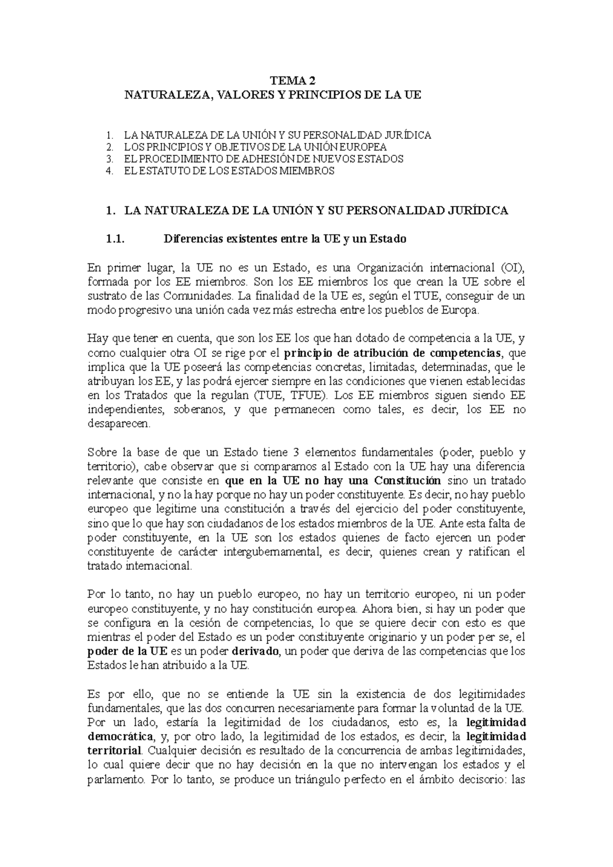 TEMA 2 - Apuntes 2-3 - Derecho De La Unión Europea - UA - Studocu