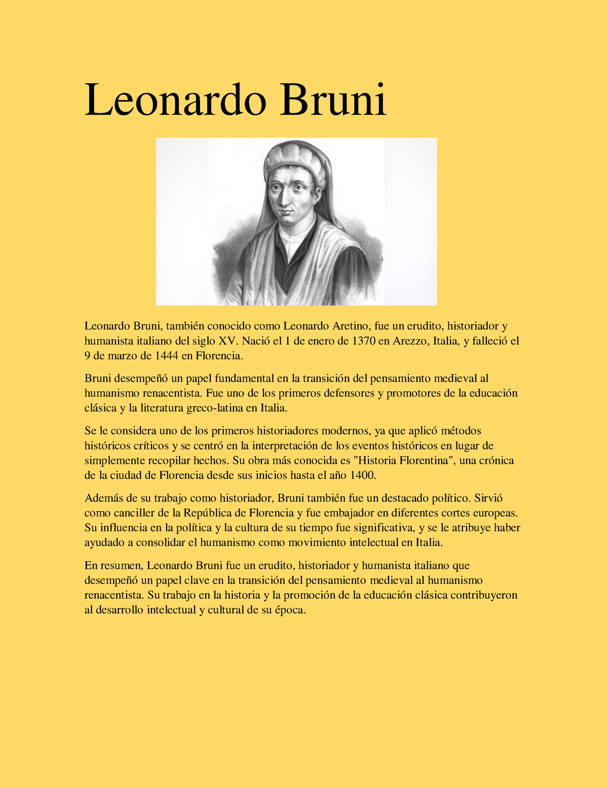 Leonardo Bruni - Leonardo Bruni Leonardo Bruni, también conocido como ...