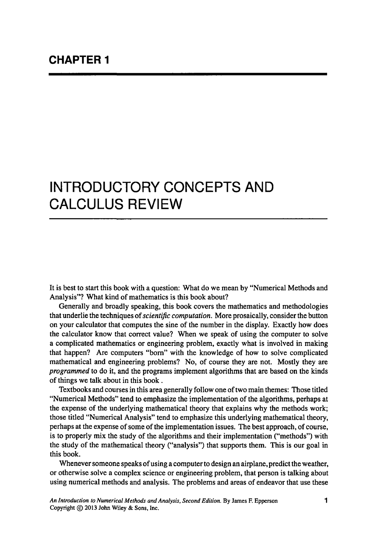 Part One Introduction To Numerical Analysis - ####### CHAPTER 1 ...