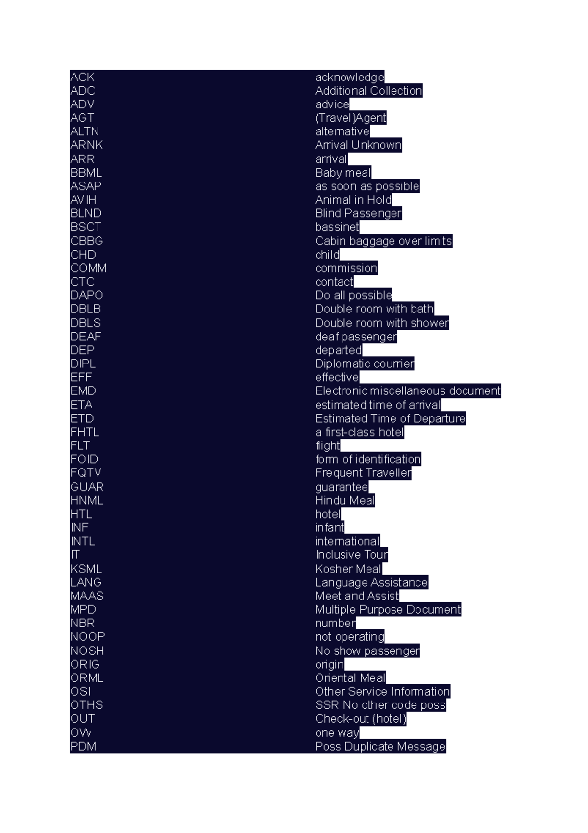Quizlet airimp codes met link Aviation YE0182 Thomas More StuDocu