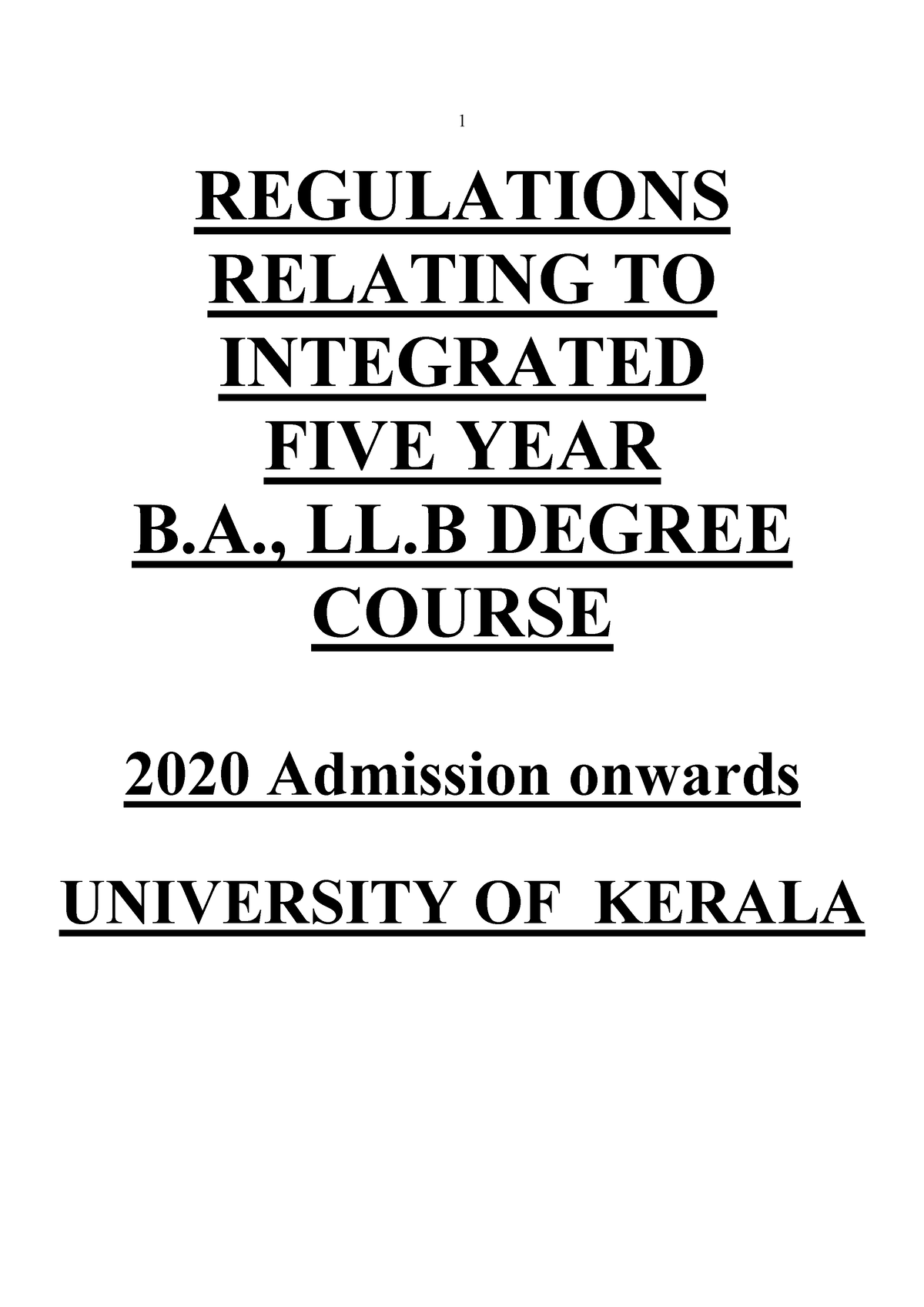 Kerala University - Syllabus Of 5 Year Integrated B.A. LL.B. (2020 ...