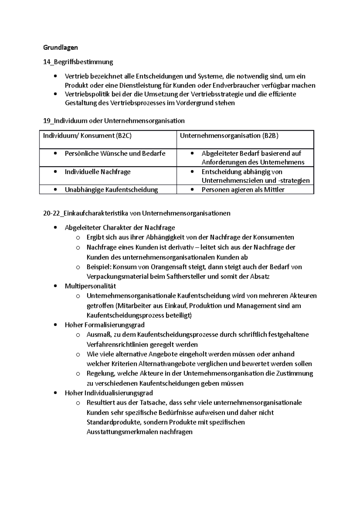 Zusammenfassung Vertriebsmanagement / Klausurvorbereitung - Grundlagen ...