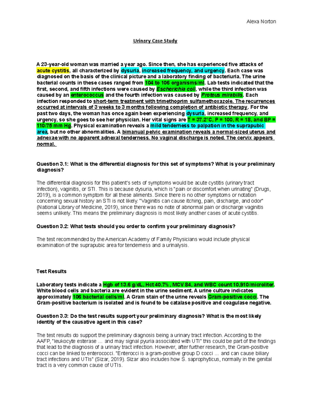 Urinary Case Study (Auto Recovered) Alexa Norton Urinary Case Study A