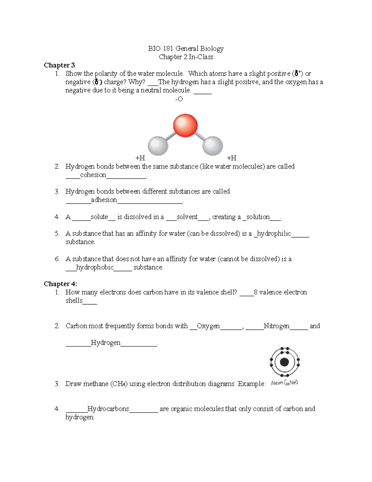 Week 2-hw Ch-3-4-5 - Bio-181 Hw - Bio 181 General Biology Chapter 2 In 