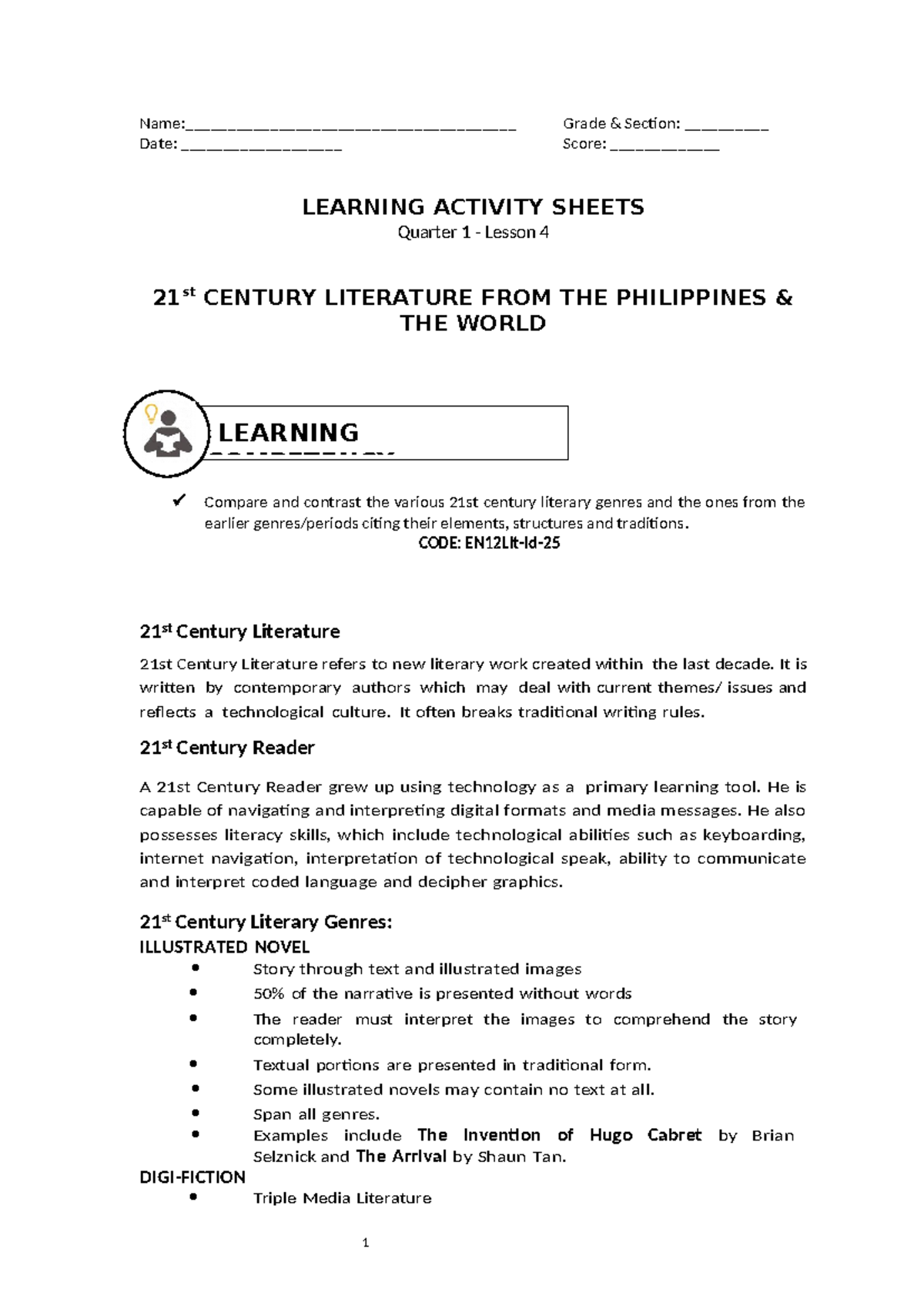 Module 2 Lesson 3 LAS Week6 - Name ...