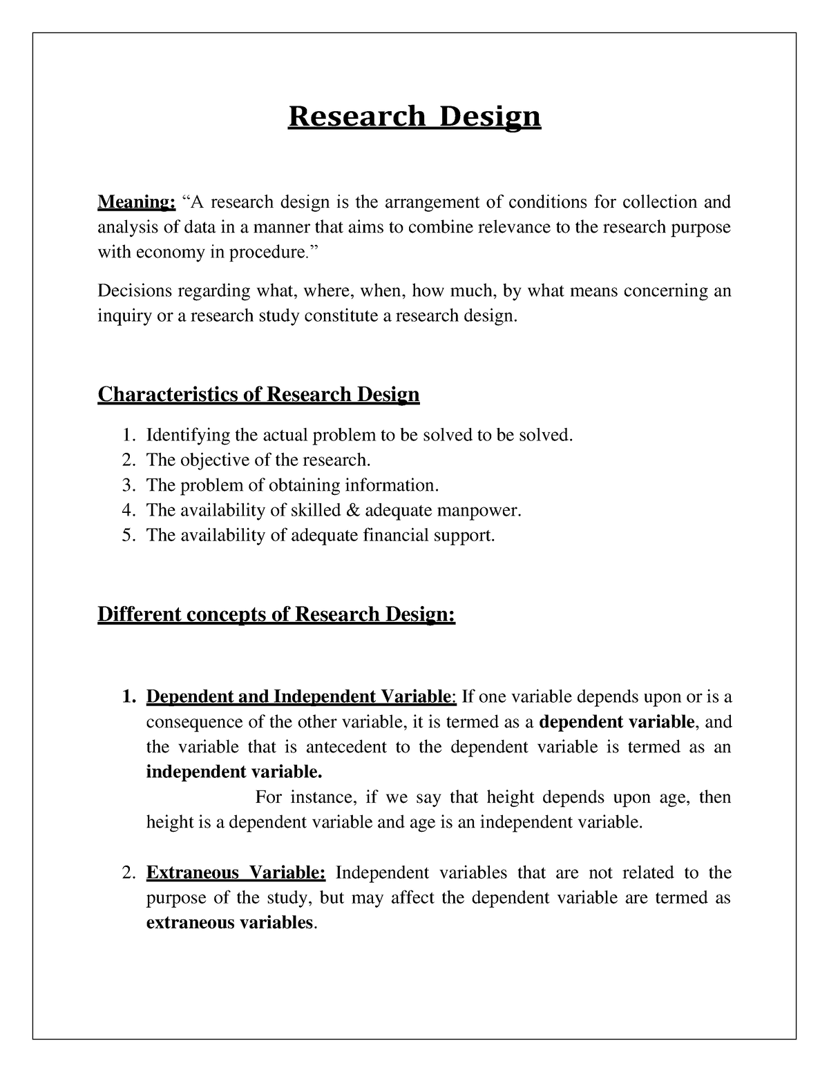 research design meaning and significance