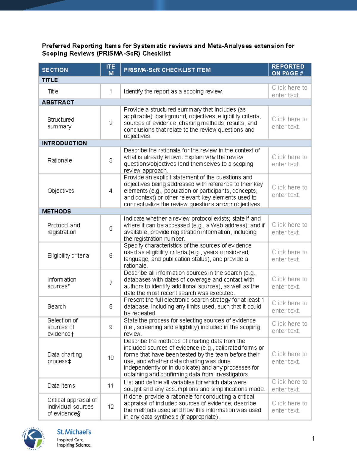 Prisma Sc R Fillable Checklist 1 - Preferred Reporting Items for ...