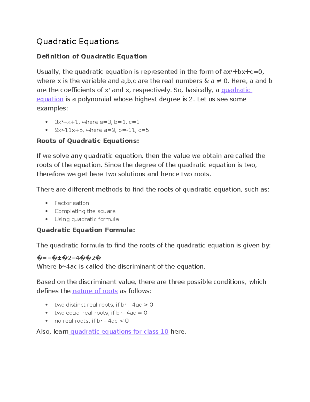 Break even point - Summary Introduction to bussiness - Quadratic ...