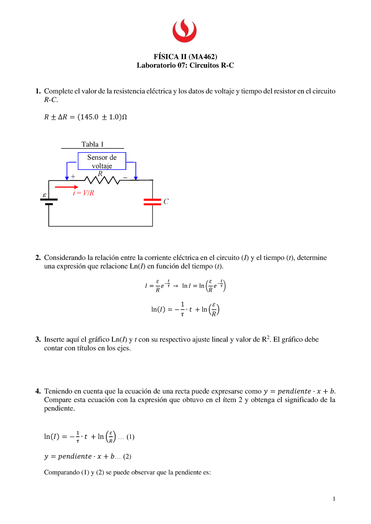 Reporte De Laboratorio 07 De Física II - 1 FÍSICA II (MA462 ...