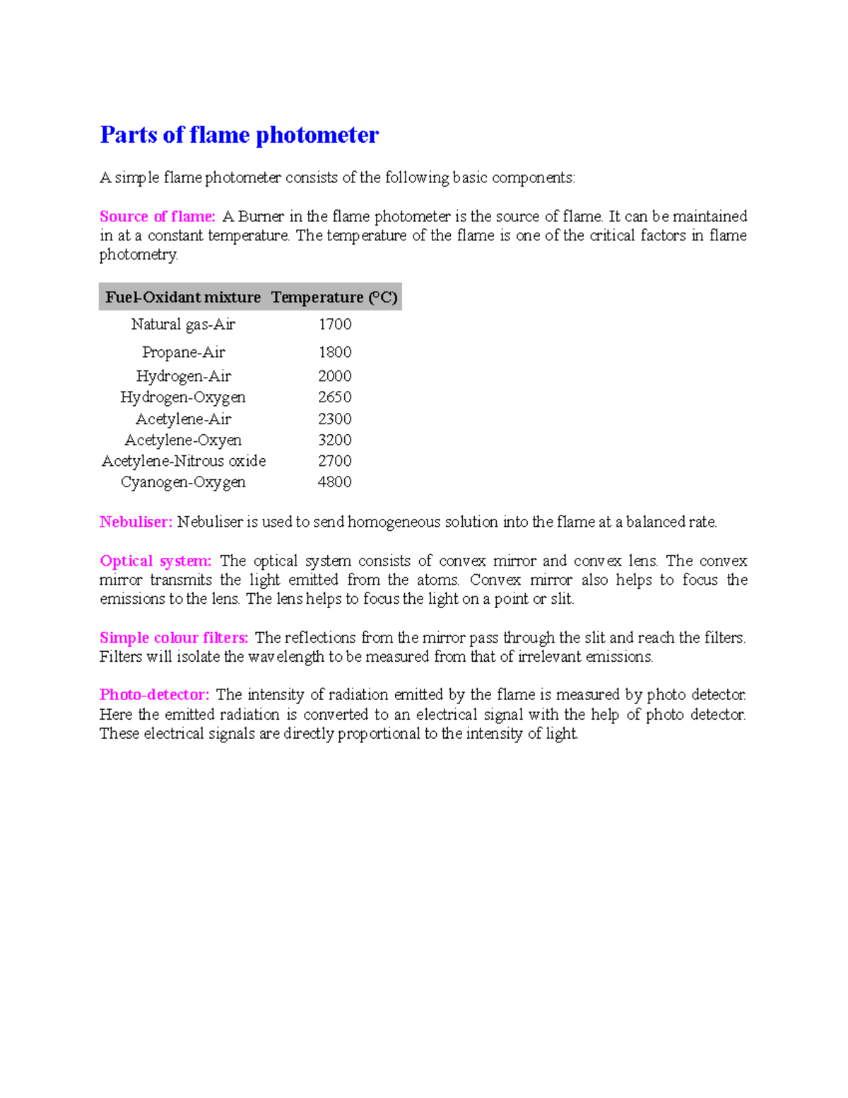 Parts of flame photometer by agaba Parts of flame photometer A simple