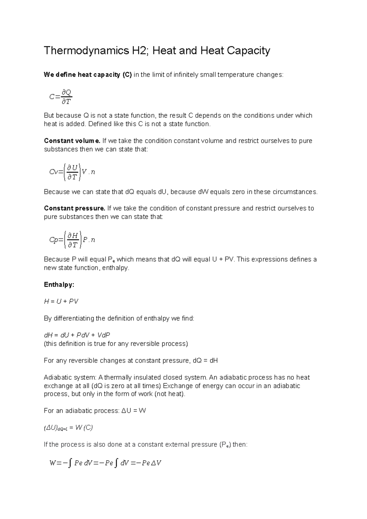 Thermodynamics H2 - Reader WUR - Thermodynamics H2; Heat and Heat ...