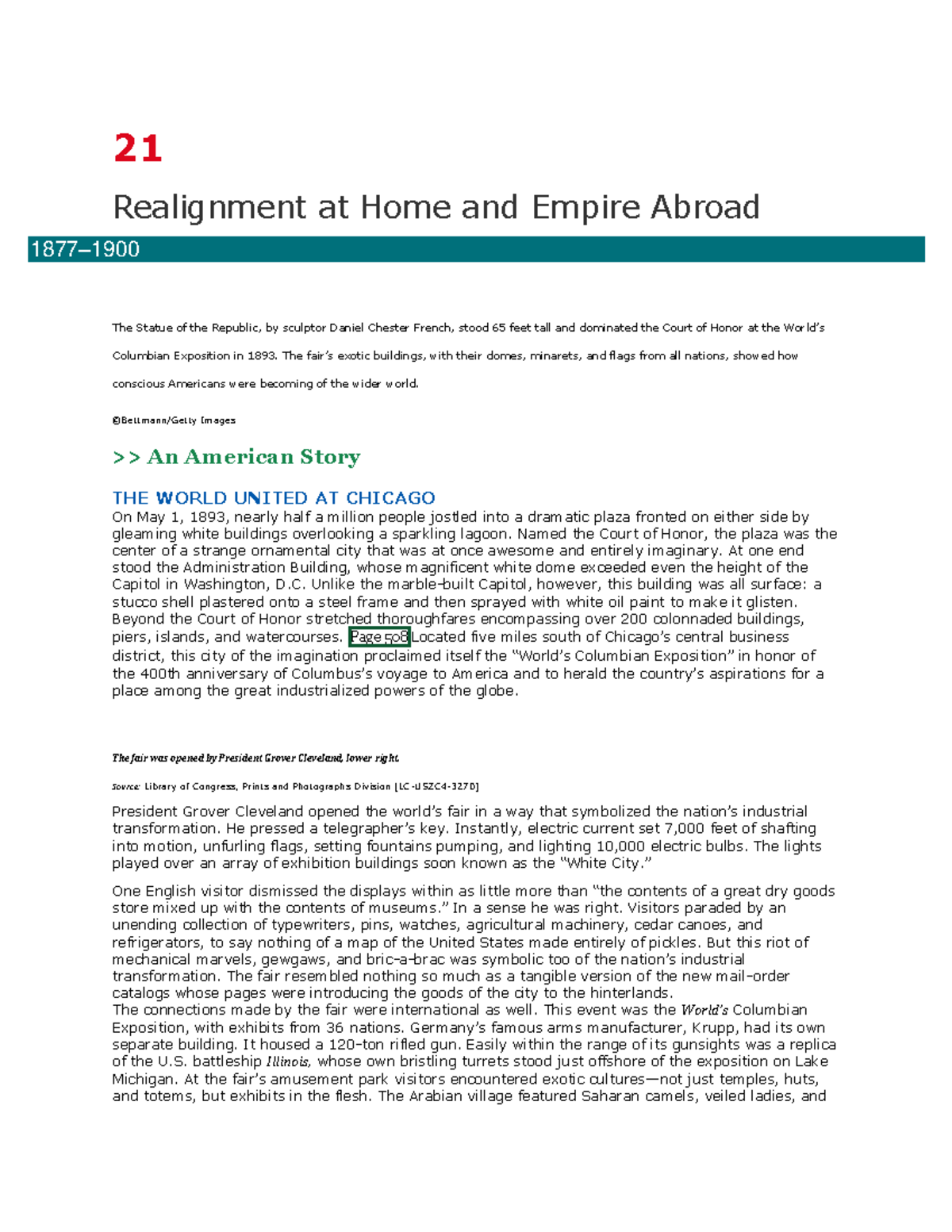 Chapter 21 - havefun - 21 Realignment at Home and Empire Abroad 1877 ...