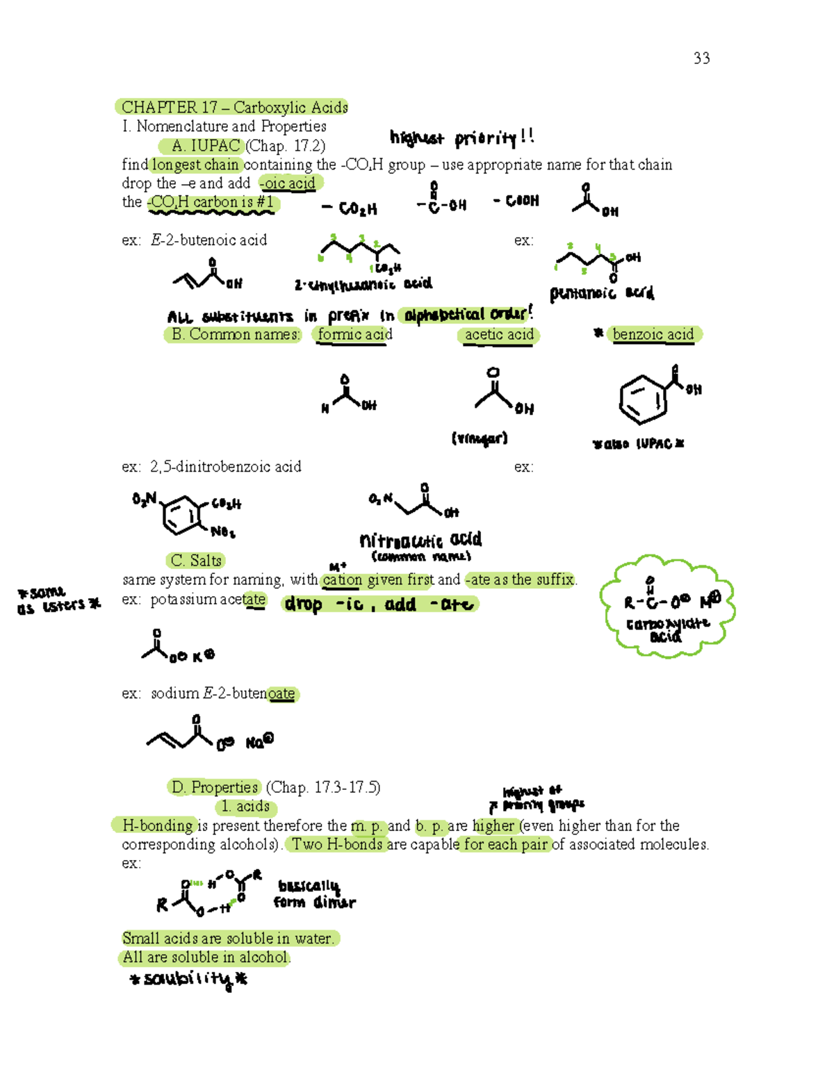 Carboxylic Acids - Nomenclature and Properties A. IUPAC (Chap. 17) find ...