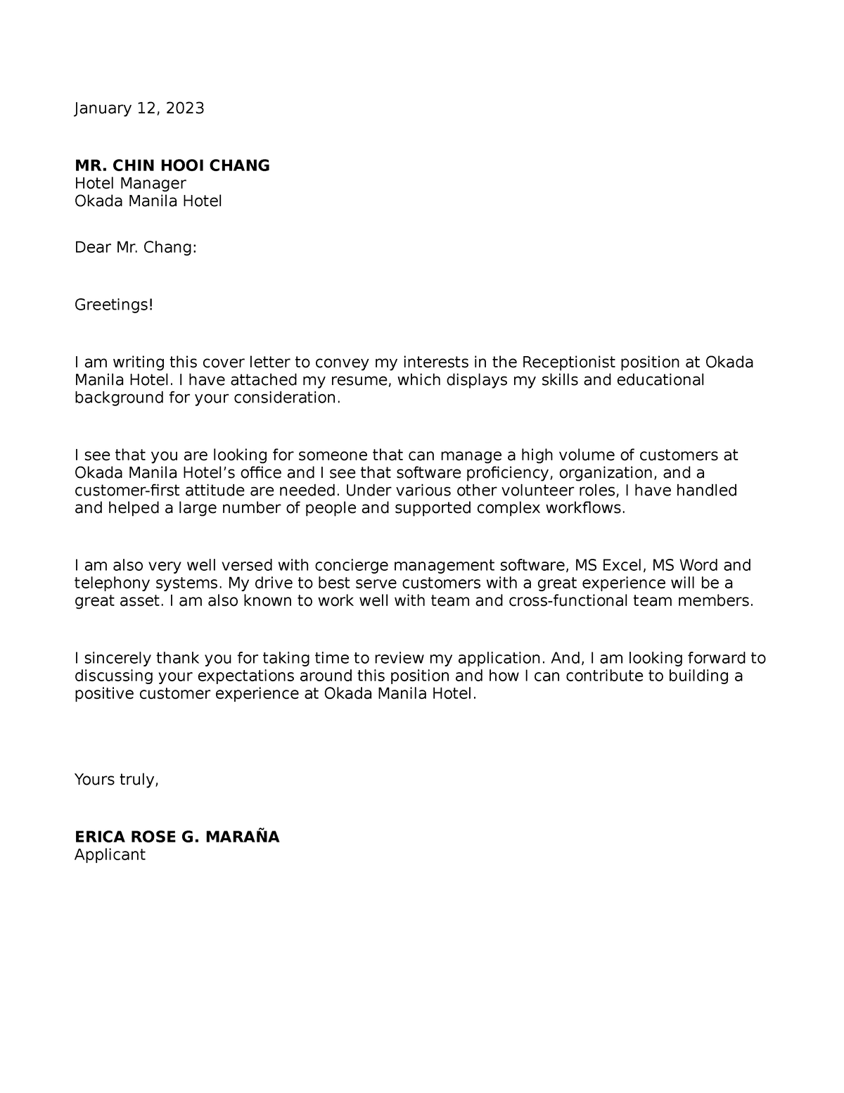 Application- Letter - module - January 12, 2023 MR. CHIN HOOI CHANG ...