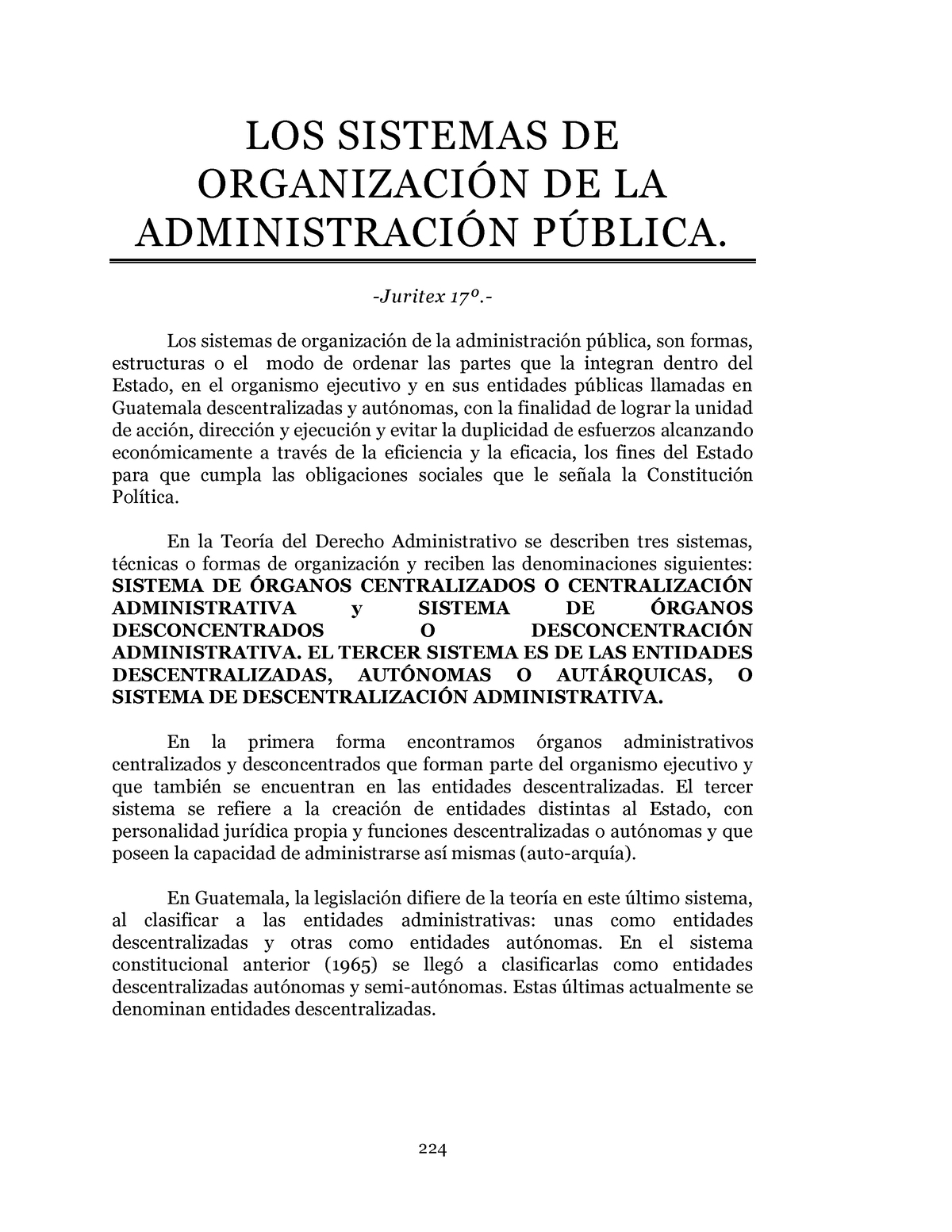 Documento Apuntes - LOS SISTEMAS DE ORGANIZACI”N DE LA ADMINISTRACI”N P ...