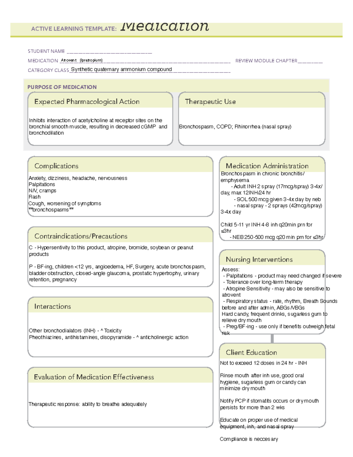 Atrovent - ATI Med Template - ACTIVE LEARNING TEMPLATES THERAPEUTIC ...