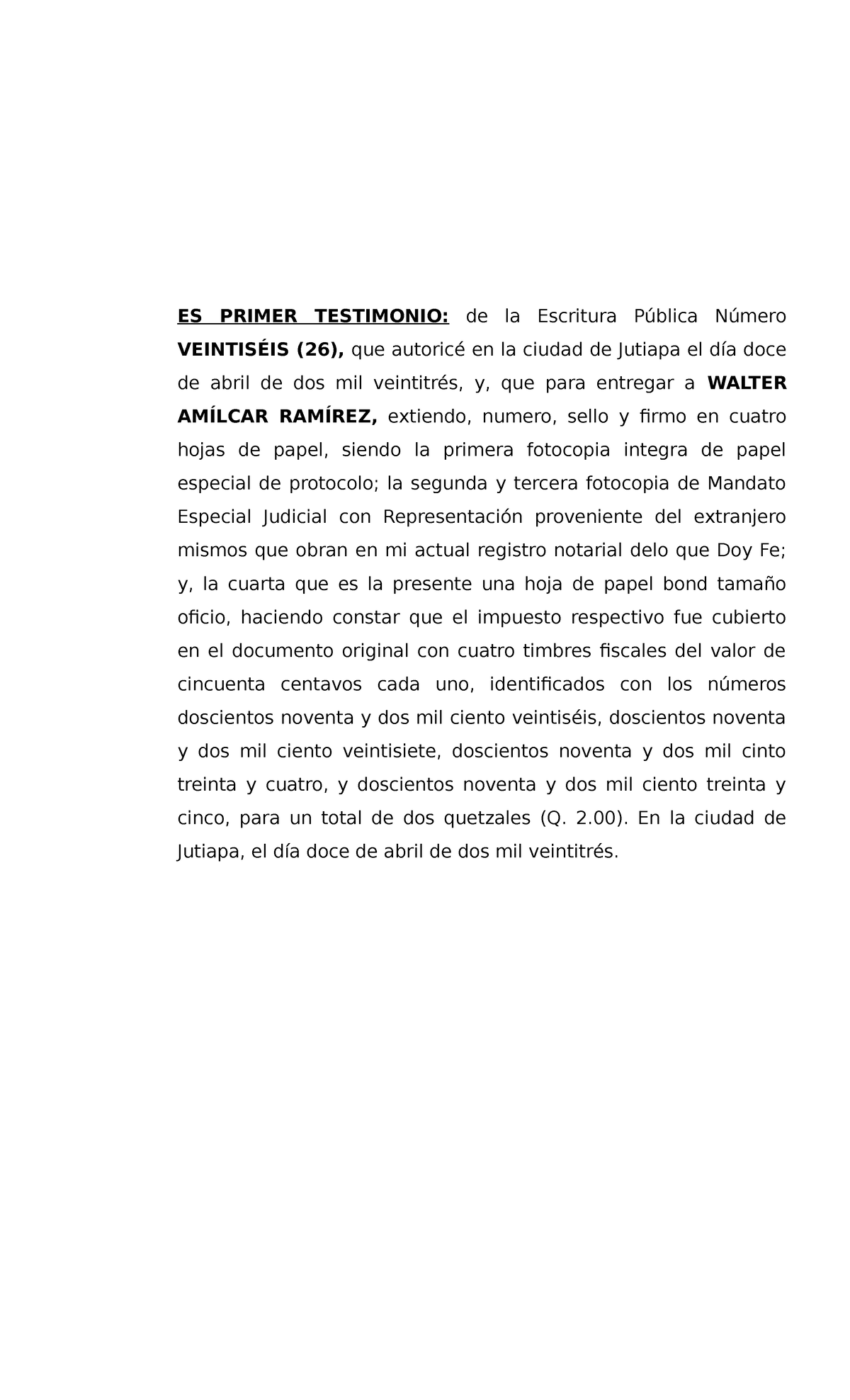 ES Testimonio Mandato - Notariado - ES PRIMER TESTIMONIO: De La ...