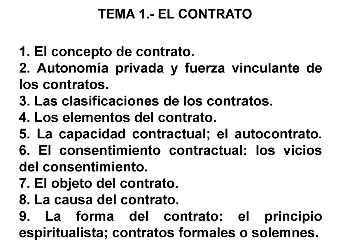 TEMA 1-DERECHO DE CONTRATOS - TEMA 1.- EL CONTRATO 1. El Concepto De ...