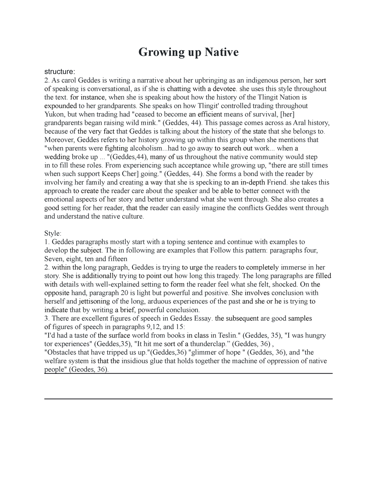 growing up native essay thesis