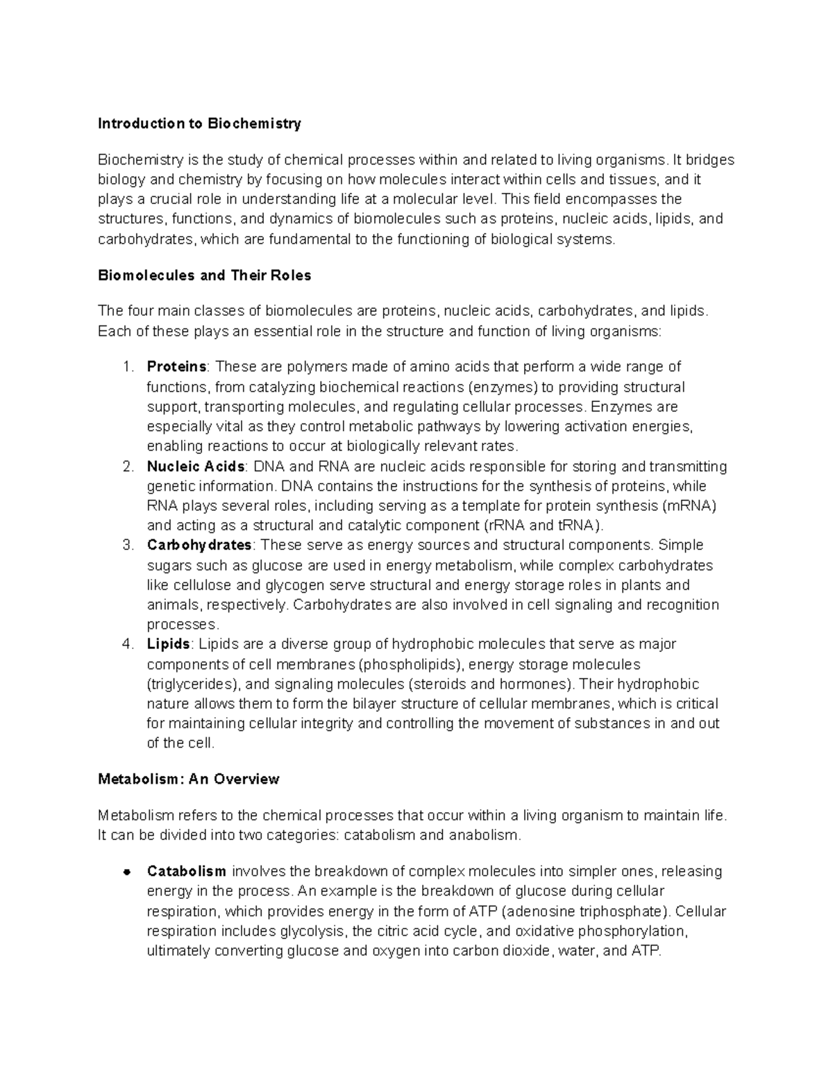 Introduction to Biochemistry - Introduction to Biochemistry ...