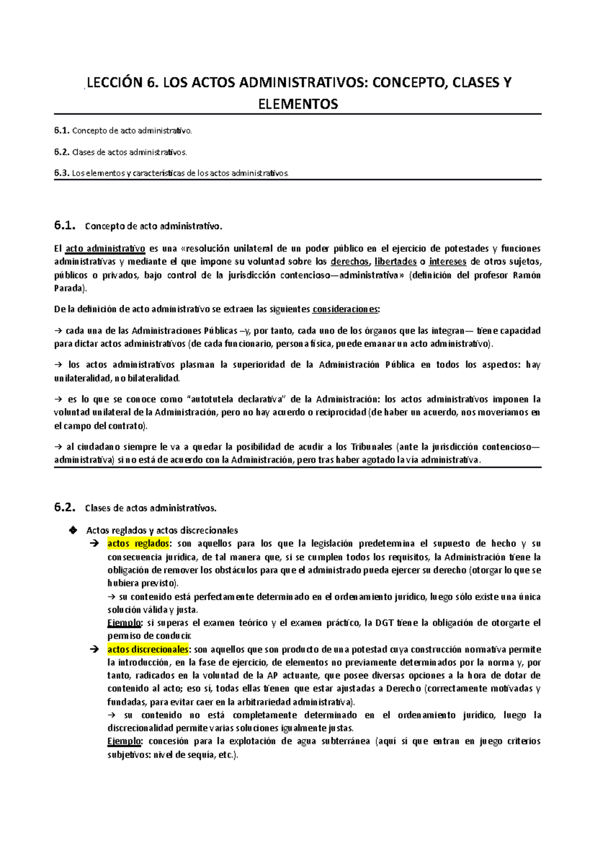 Apuntes Tema 6 - LECCIÓN 6. LOS ACTOS ADMINISTRATIVOS: CONCEPTO, CLASES ...