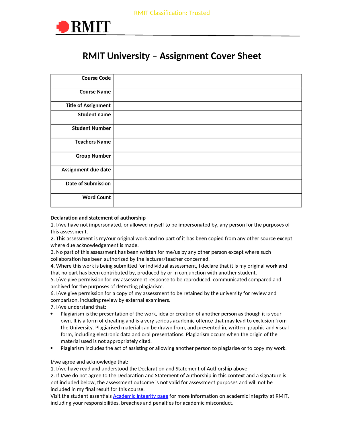 rmit assignment cover sheet 2022
