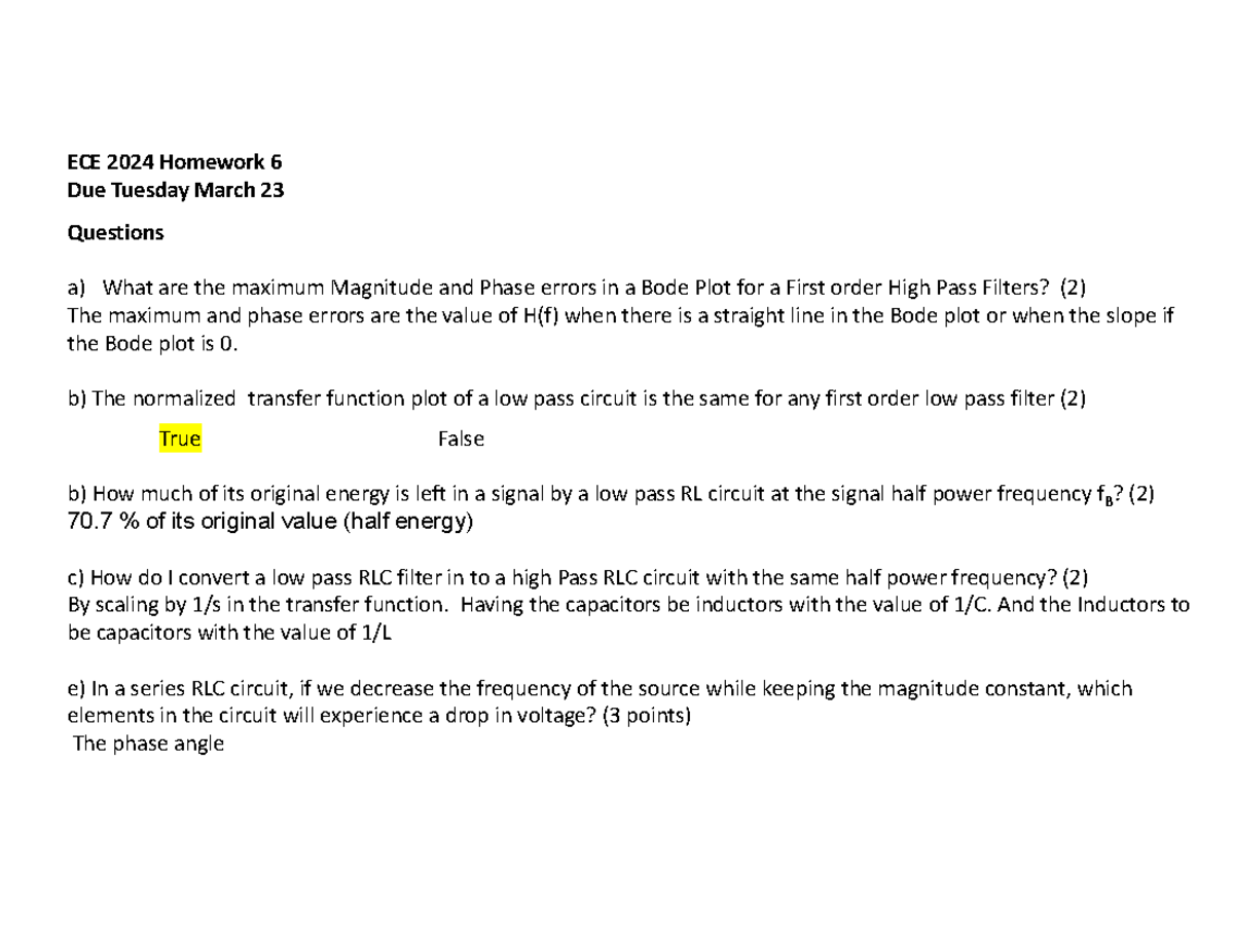 Hw 6 ECE 2024 Homework 6 ECE 2024 Homework 6 Due Tuesday March 23   Thumb 1200 927 