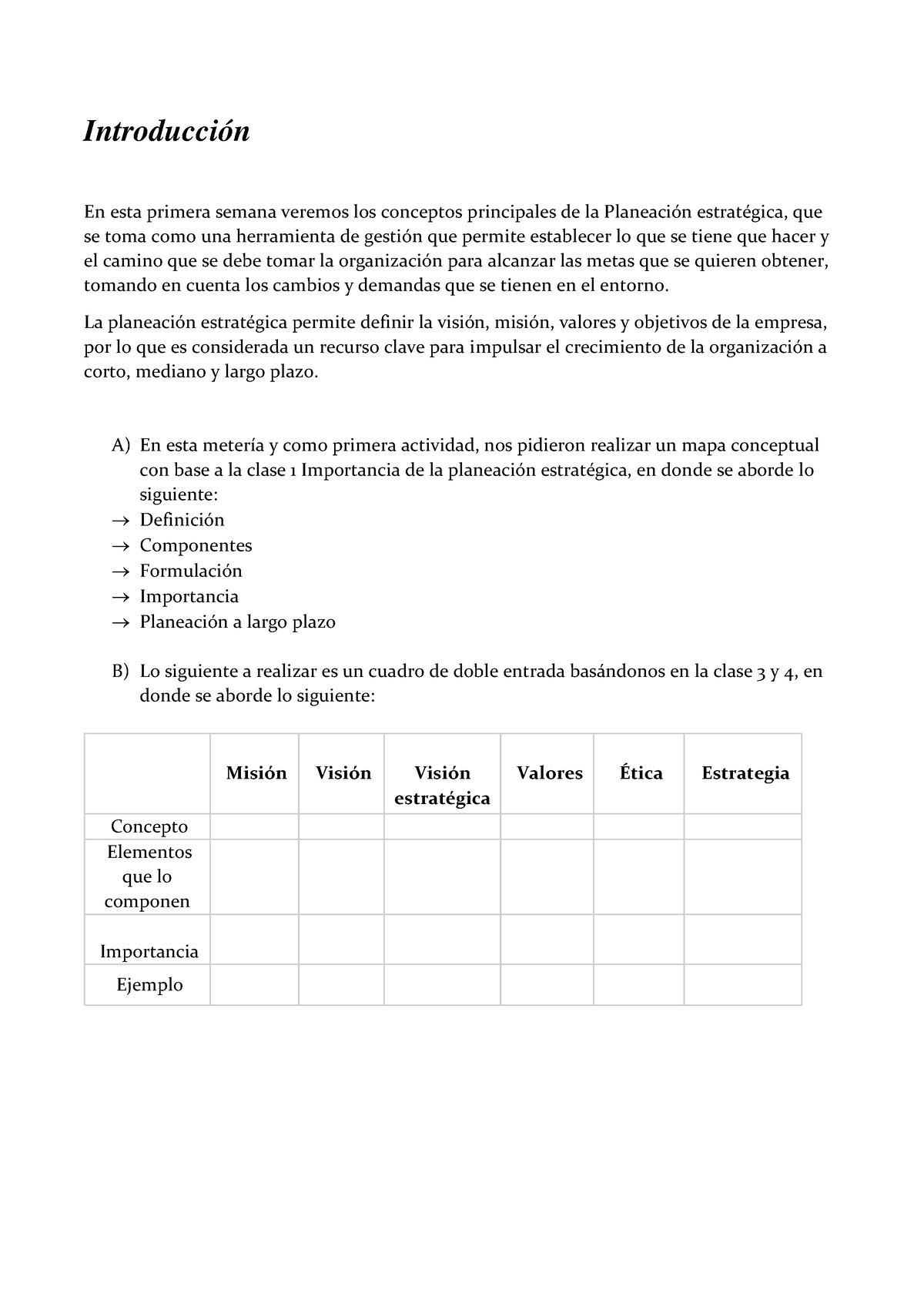 Actividad 1 Planeación Estratégica - Introducción En Esta Primera ...