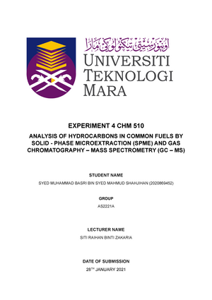 Laboratory Report - .............. - Analytical Separation Methods ...